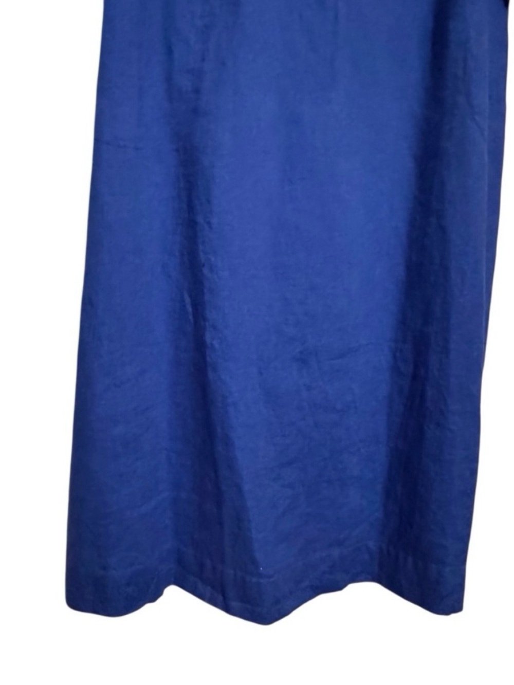 J. Jill Blue Love Linen Midi Dress Lagenlook Pockets Long Sleeve Blue Small - Picture 3 of 8